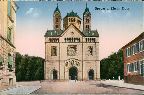 Ansichtskarte Speyer Häuser, Strassen Partie am Dom, Vorplatz, Church 1910