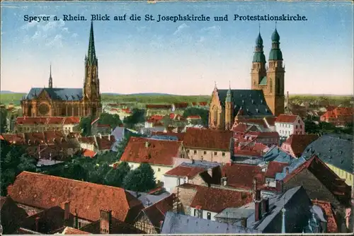 Speyer Panorama zur St. Josefskirche Gedächtniskirche der Protestation 1910
