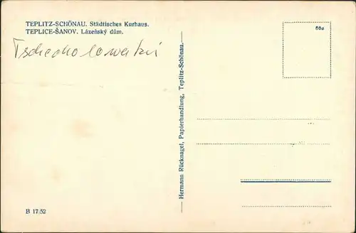 Teplitz-Schönau Teplice TEPLICE-SANOV Lázeňský dům, Kurhaus, Postcard 1940