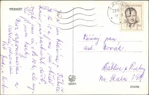 Trebitsch Třebíč Panorama-Ansicht Dächer-Blick zur Kirche 1950