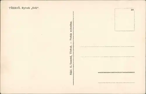 Postcard Třeboň TŘEBOŇ Rybnik „Svět"/Partie am See 1940