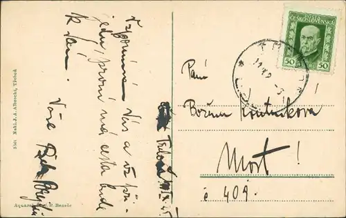 Postcard Třeboň Brany, Torbogen Strassen Durchgang, Künstlerkarte 1925