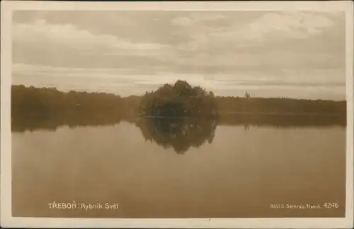 Postcard Třeboň Partie am See, Real-Photo-Postcard, Echtfoto-AK 1925