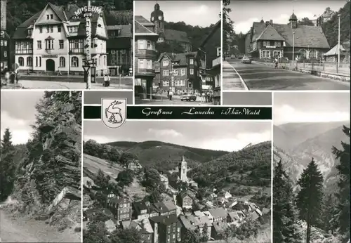 Ansichtskarte Lauscha Stadtteilansichten ua Bahnhof 1969