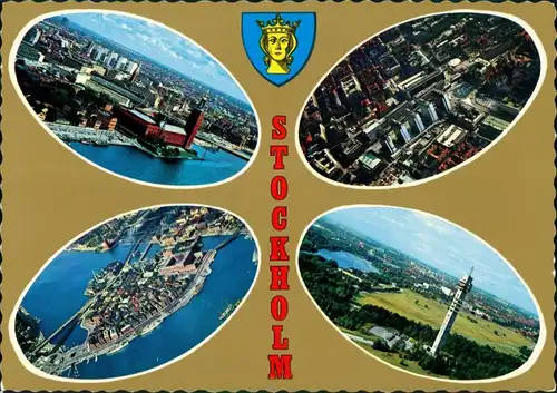 Postcard Stockholm 4 Bild: Luftbild, Hafen 1976