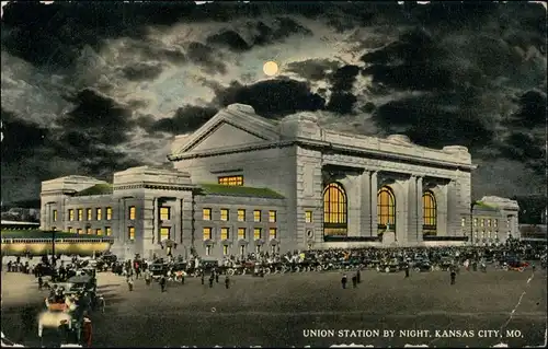 Postcard Kansas City Union Station by Night 1913