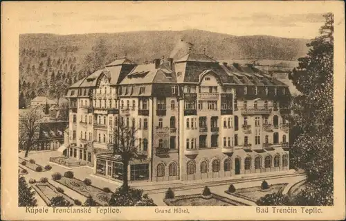 Trentschin-Teplitz Trenčianske Teplice Trencsénteplic Strassen Grand Hotel 1924