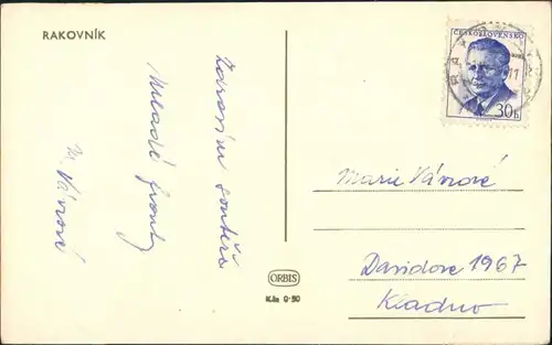 Rakonitz Rakovník RAKOVNÍK Strassen Partie Street View Postcard 1950
