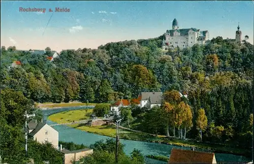 Ansichtskarte Rochsburg-Lunzenau Schloss Rochsburg - Brücke 1913