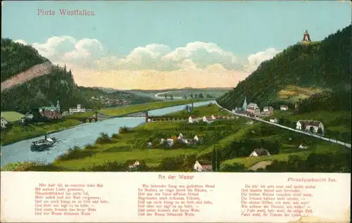 Ansichtskarte Porta Westfalica Weserpartie 1913