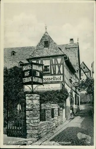 Ansichtskarte Rüdesheim (Rhein) Drosselgasse - Drosselhof 1936