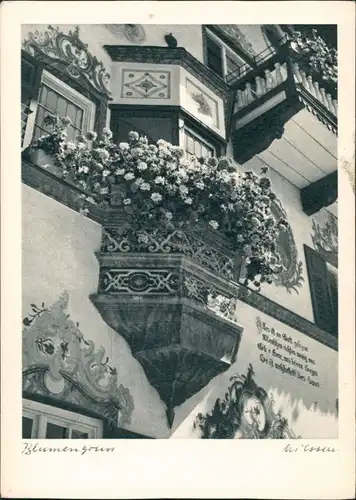 Ansichtskarte Neubeuern "Blumengruss" Blumen verziertes Haus 1978