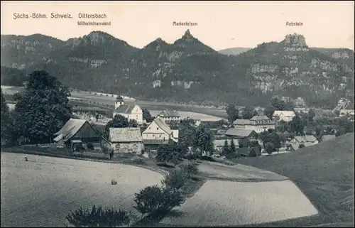 Dittersbach (Böhm. Schweiz) Jetřichovice Partie an der Stadt 1912