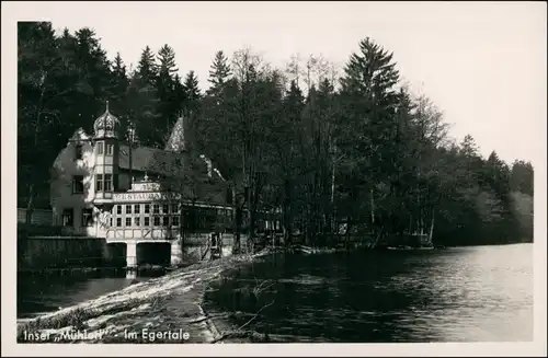 Postcard Eger Cheb Restaurant Insel Mühlerl 1930