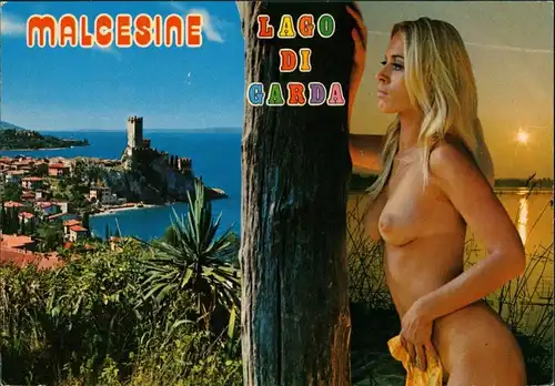 Cartoline Malcesine Stadt, nackte Frau Nude Erotik 1979
