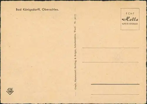 Postcard Bad Königsdorff-Jastrzemb Jastrzębie Zdrój Park-Hotel 1928
