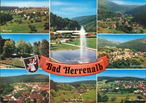 Ansichtskarte Bad Herrenalb Thermalbad Kullenmühle Bernbach Zieflensberg 1985