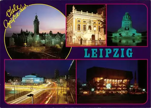 Leipzig Bei Nacht: Alte Handelsbörse Völkerschlachtdenkmal Gewandhaus 1995
