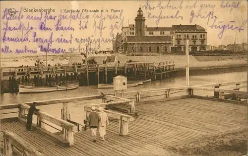 Postkaart Blankenberge Blankenberghe Hafen - Leuchtturm 1926