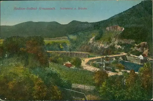 Ansichtskarte Bad Kreuznach Salinental und Brücke 1924