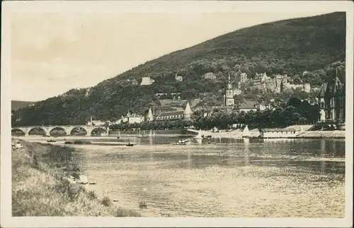 Ansichtskarte Heidelberg Rheinpartie - Flussbadeanstalt 1924