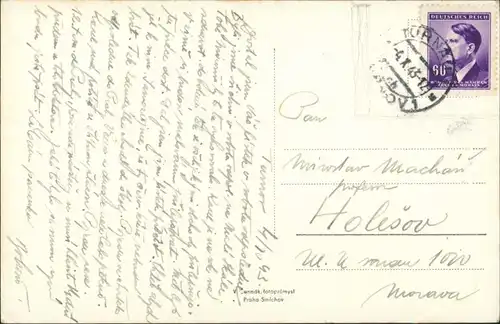 Postcard Turnau Turnov Panorama-Ansicht 1943