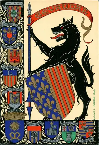 Künstlerkarte - Militär Militär-Wappen Frankreich 1950 Silber-Effekt