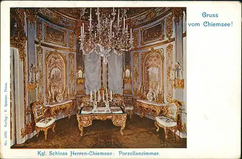 Chiemsee Herrenchiemsee Herreninsel Schloss Porzellan-Zimmer 1900