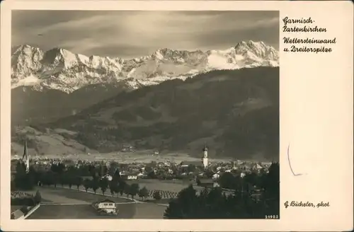 Ansichtskarte Garmisch-Partenkirchen Totale 1934