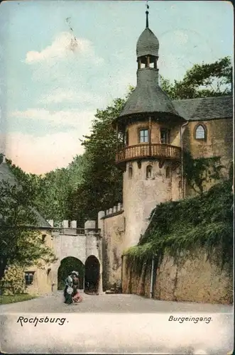 Ansichtskarte Rochsburg-Lunzenau Schloss Rochsburg, Frauen - Eingang 1905