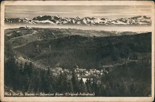 Ansichtskarte St. Blasien Blick über die Stadt gen Alpen - Fernsicht 1928