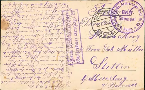 CPA Wühnheim (Elsaß) Wuenheim Stadt (Feldpost-Stempel) 191516