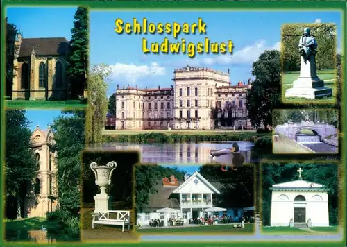 Ludwigslust Schloßgarten Schloß Park color Mehrbild-AK Castle Postcard 2005