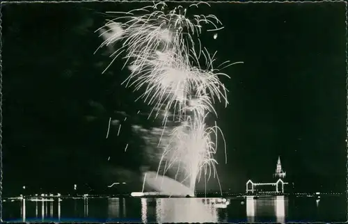 Ansichtskarte Konstanz Feuerwerk - Stadt bei Nacht 1963