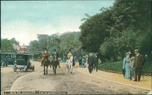 16. Passy Paris Bois de Boulogne Autos, Reiter du Pavillon Chinois 1913