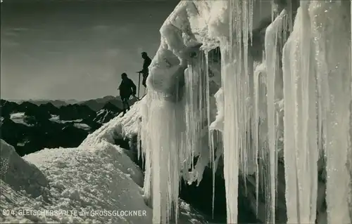 Ansichtskarte Zell am See Großglockner, Bergsteiger Gletscherspalte 1925
