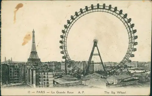 CPA Paris Eiffelturm, The Big Wheel 1922