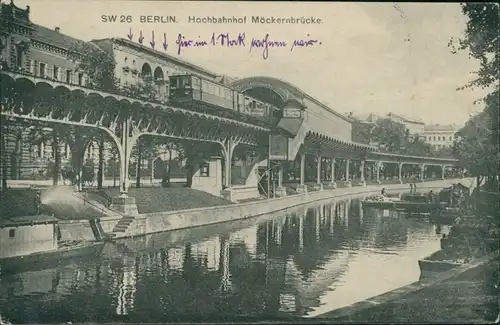 Ansichtskarte Kreuzberg-Berlin Hochbahnhof Möckernbrücke 1921
