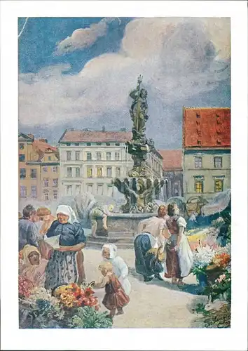 Breslau Wrocław Breslau Künstlerkarte Neumarkt Markttreiben 2000