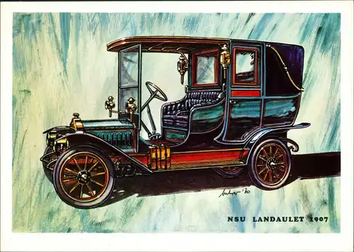 Ansichtskarte  NSU Landaulet anno 1907, Auto Oldtimer 1990