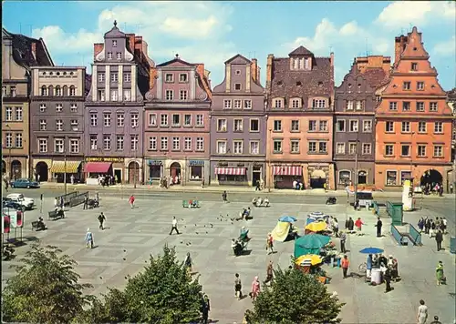 Breslau Wrocław Stadtteilansicht Plac Solny Platz mit Geschäften 1969