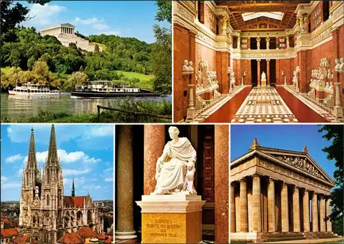 Ansichtskarte Donaustauf Walhalla Mehrbild-AK 5 Echtfoto-Ansichten 1990