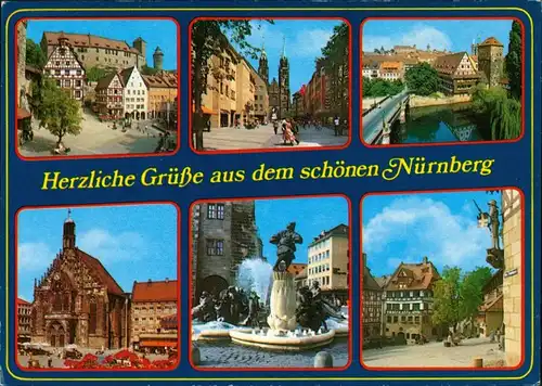 Ansichtskarte Nürnberg Mehrbild-AK mit 6 Stadtteilansichten 1980