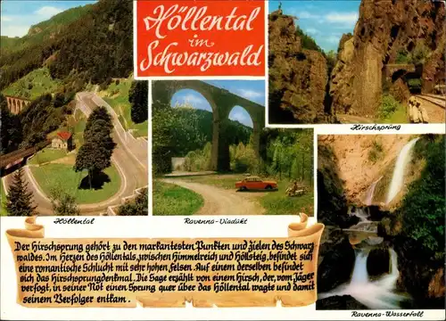 Hirschsprung-Breitnau Mehrbild-AK Ravenna-Viadukt, Wasserfall (Waterfall) 1970
