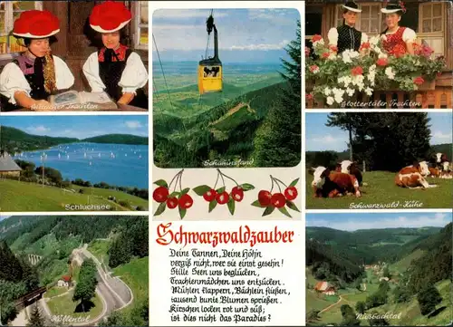 .Baden-Württemberg "Schwarzwaldzauber" Mehrbild-AK   Trachten-Mädels uvm. 1975