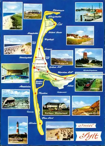 Gemeinde Sylt Insel Sylt Umgebungskarte mit Wenningstedt List 1980