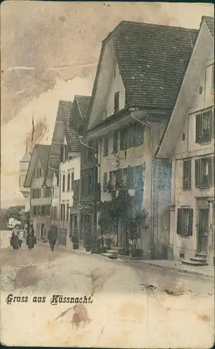 Ansichtskarte Küssnacht SZ Straßenpartie Conditorei 1909