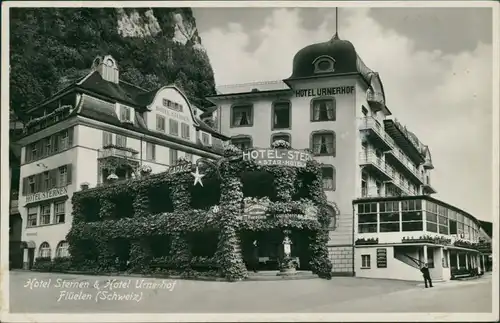 Ansichtskarte Flüelen Hotel Sternen & Hotel Unerhof 1932
