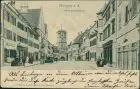 Ansichtskarte Wangen Herrenstraße - belebt Geschäfte 1902