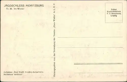 Moritzburg Kgl. Jagdschloss Aufnahme P. Wolff DD-Zschachwitz 1940
